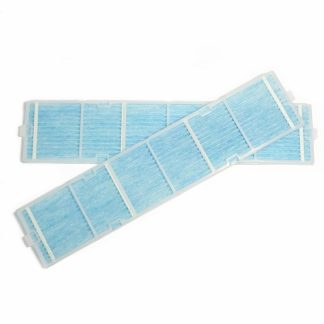 Two Mitsubishi Electric MAC-1415FT-E OEM filters stacked in an overhead view